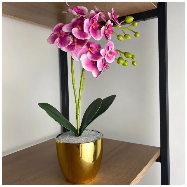 _Jogo de Flores Artificiais com Vaso_ - Foto 2