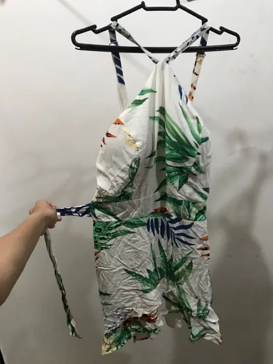 Vestido branco floral, alça com regulagem