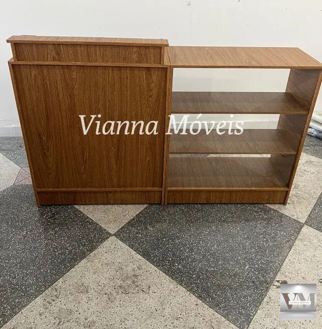 Balcão Caixa + 1 Balcão Vitrine - Amadeirado - Foto 2