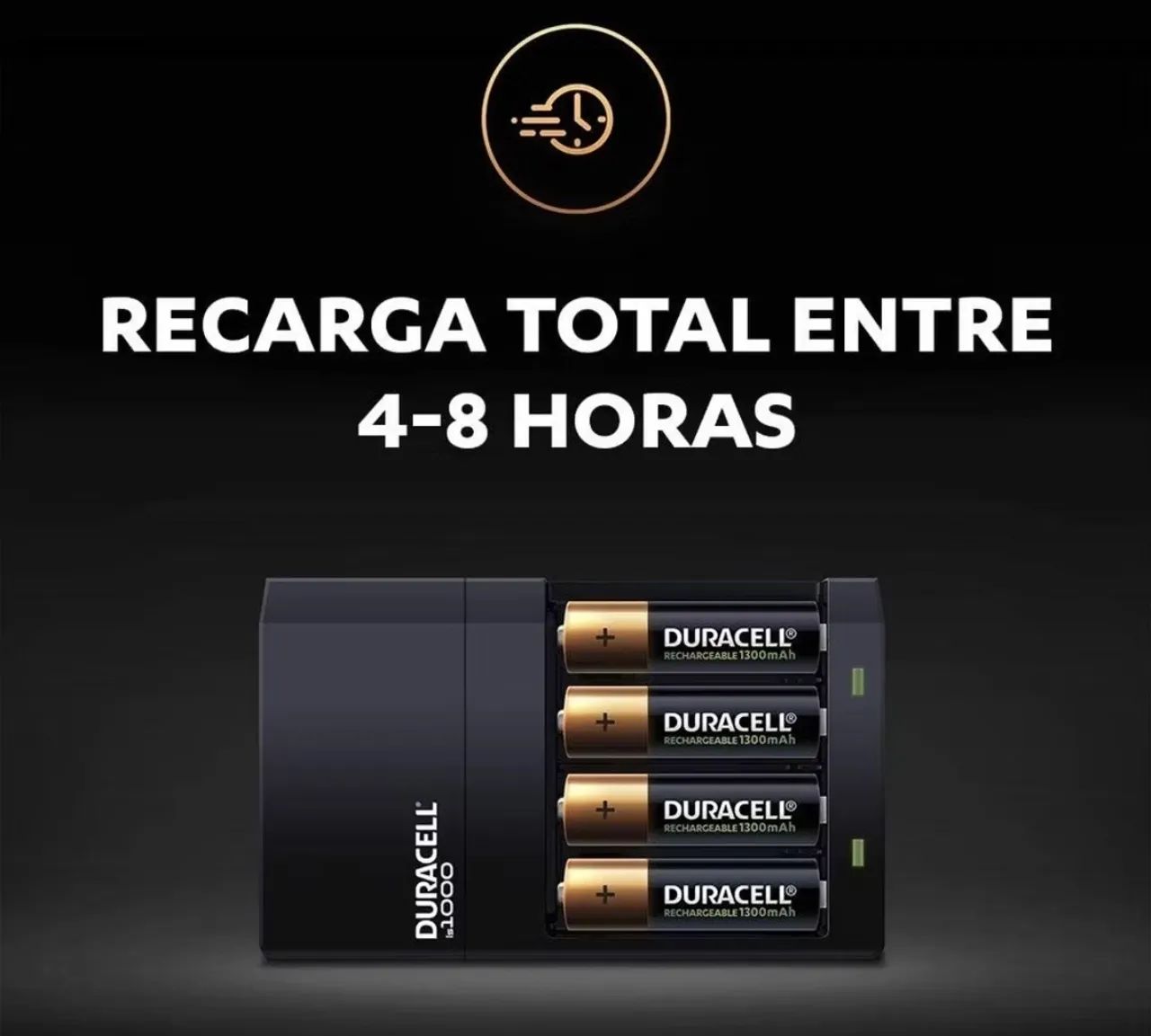 (Promoção)Carregador de Pilhas Duracell - 4 Pilhas AA - Desligamento Automático lacrado