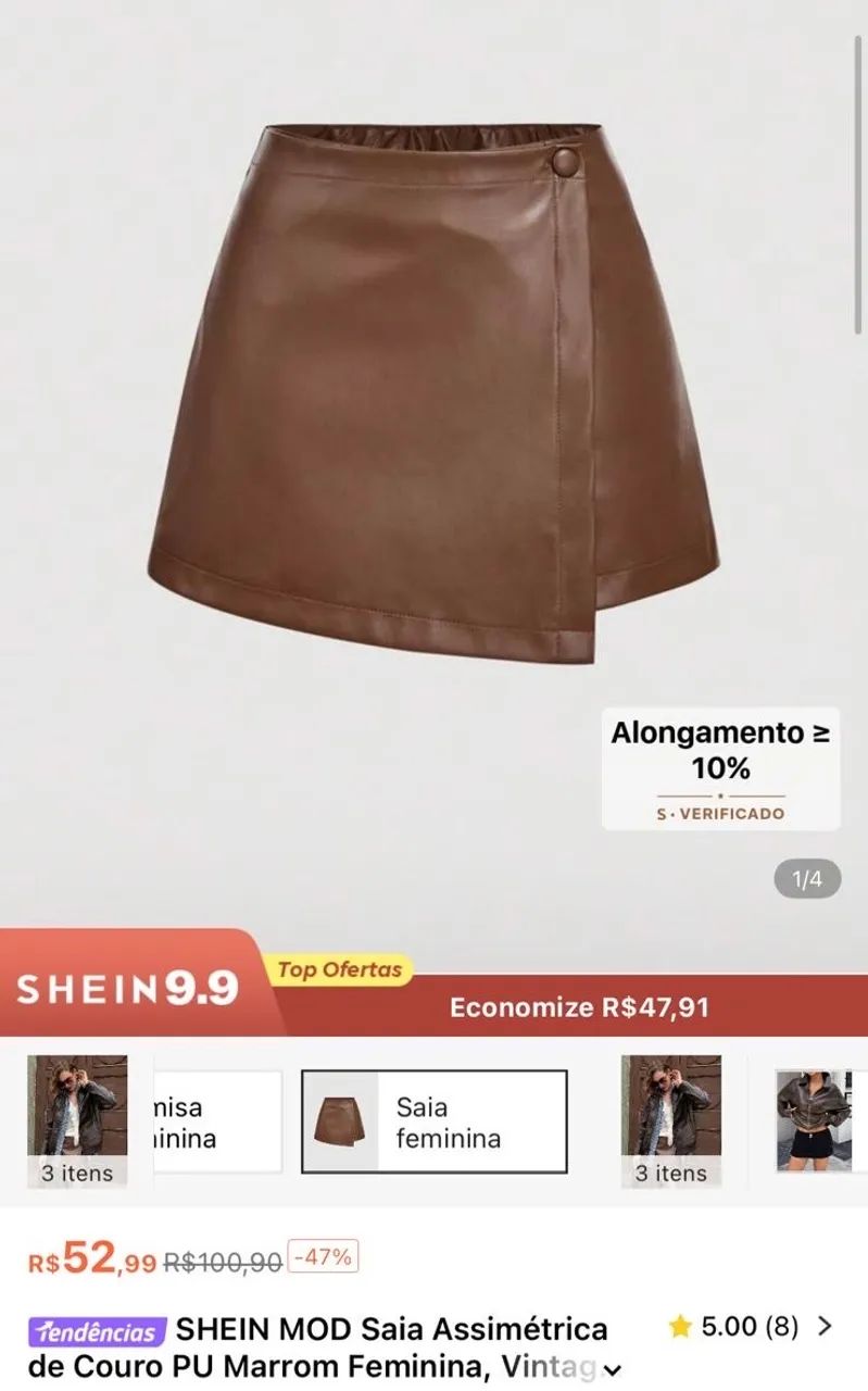 Saia marrom assimétrica SHEIN  - Foto 4