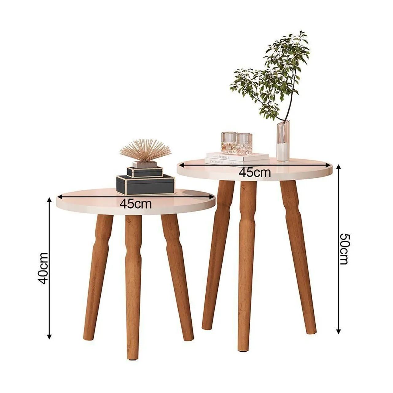 Conjunto Kit Mesa De Cabeceira Redonda Canto Apoio Cama Quarto Atalanta65568136002690120