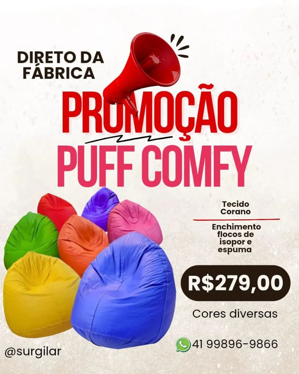 Puffs versátil da melhor marca do país