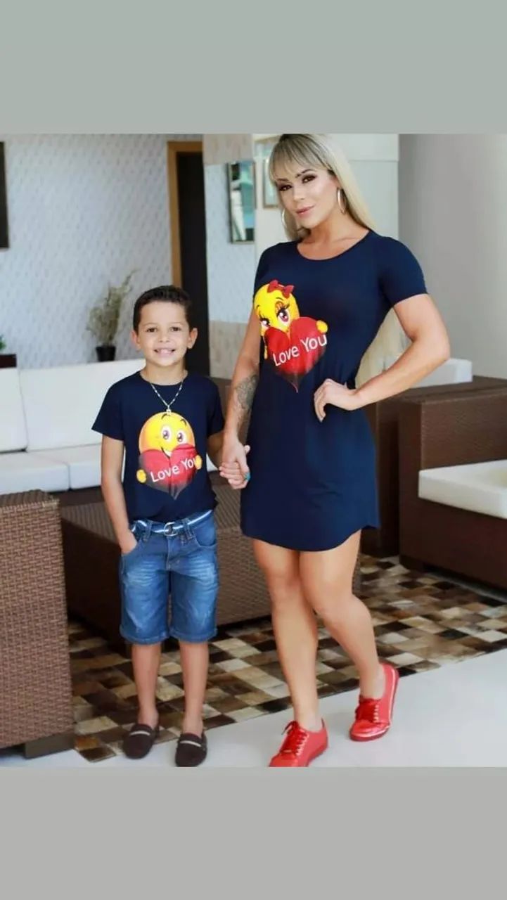 Conjunto mãe e filho - Love You - Azul