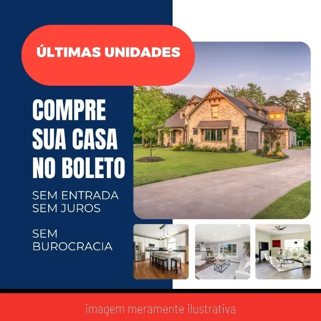 Venda de casa no BOLETO! Sem entrada e Sem juros!