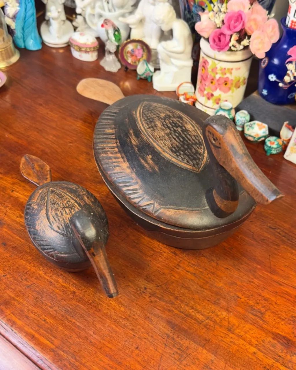 Par de antigas farinheiras Pato em madeira. - Foto 2