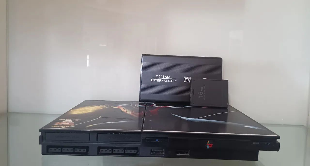 Playstation 2 com 2 controles + HD com jogos  - Foto 2