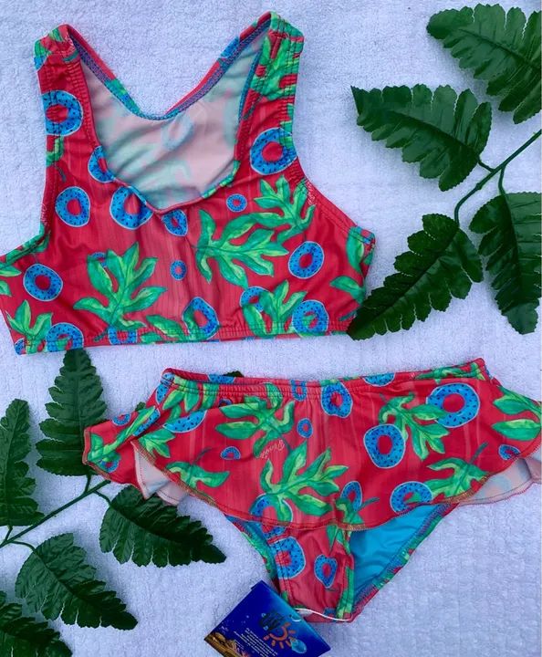 Biquíni Infantil de Flor e Donuts