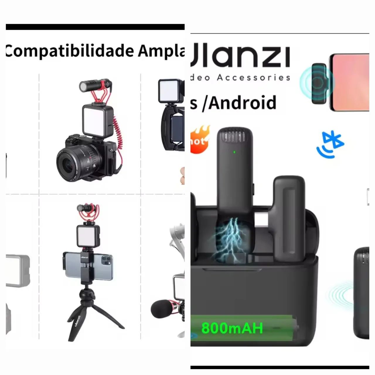 Kit Lapela Profissional Ulanzi J12 + Iluminador Ulanzi VL49 2000mAh - Usado<br>