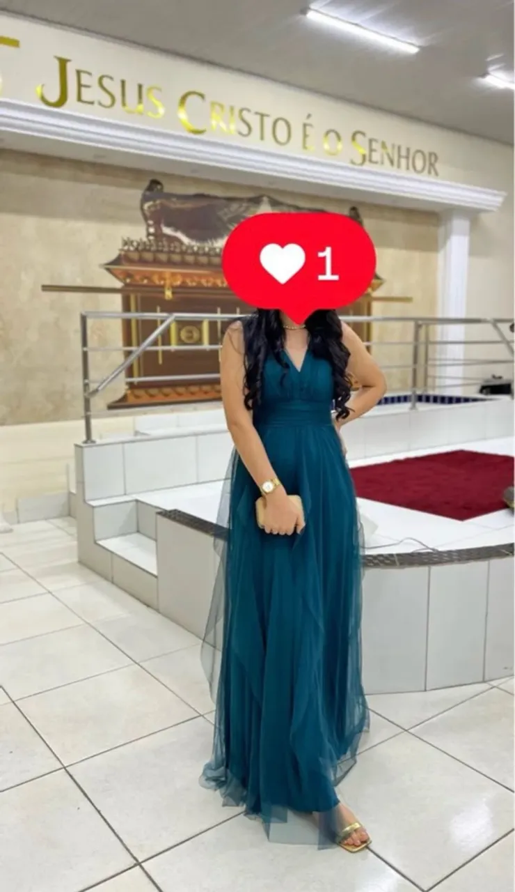 Vestido verde esmeralda Elegante para Festa