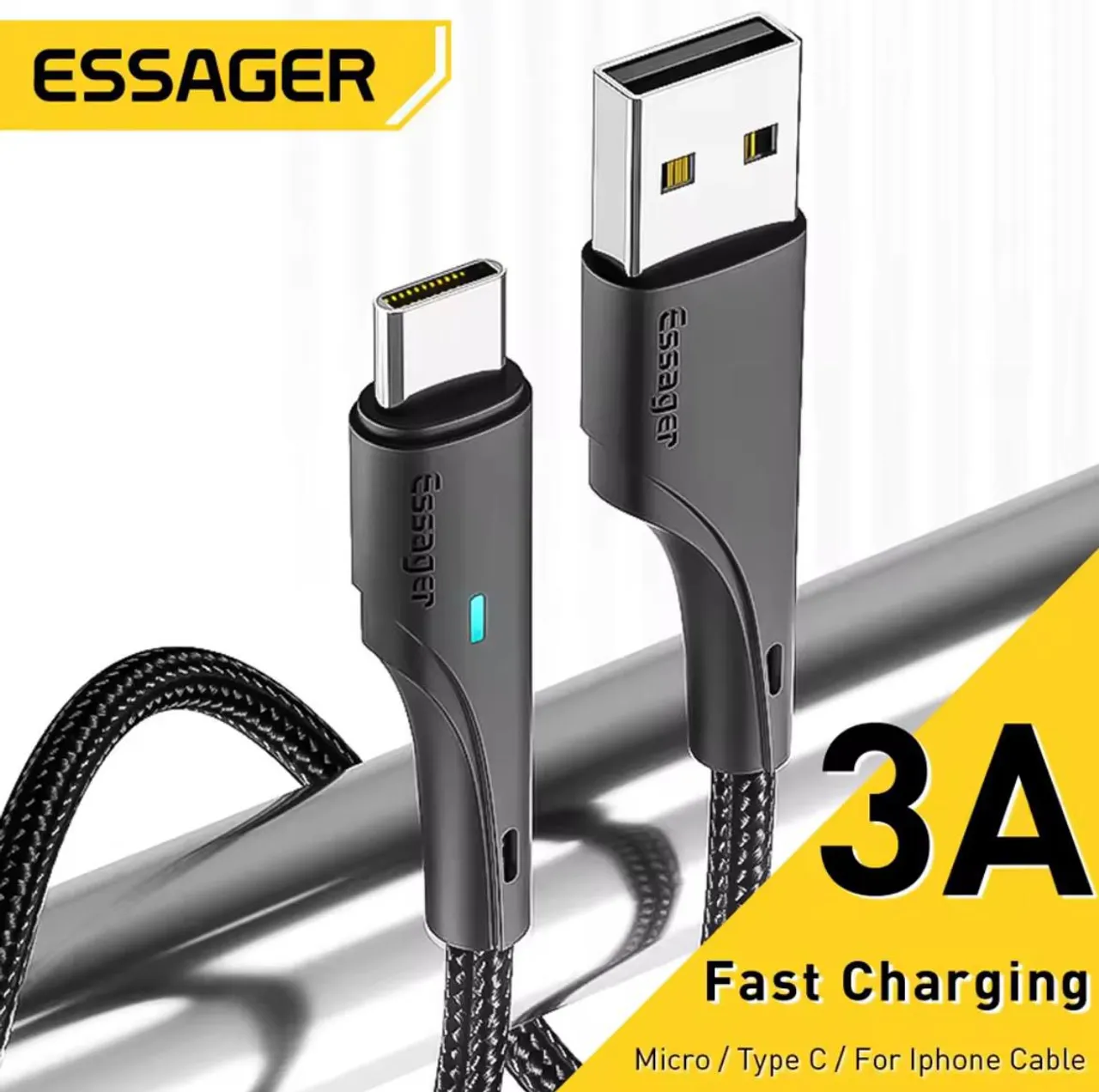 Cabo Tipo C (NOVO!) carregamento rápido, cabo USB tipo c, cabo de celular