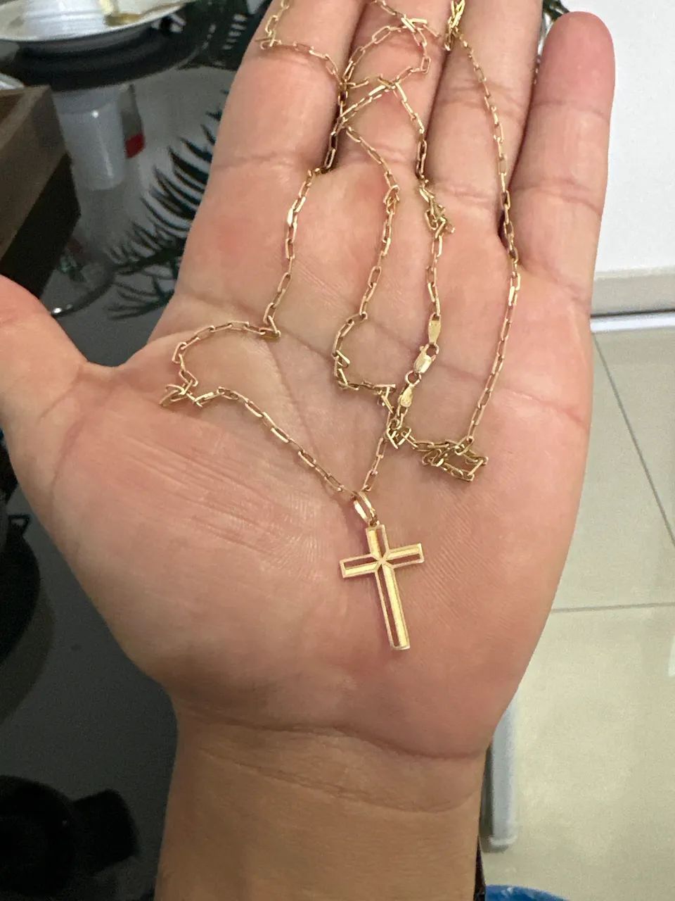 Corrente maciça com pingente Ouro 18k Zera - Foto 2