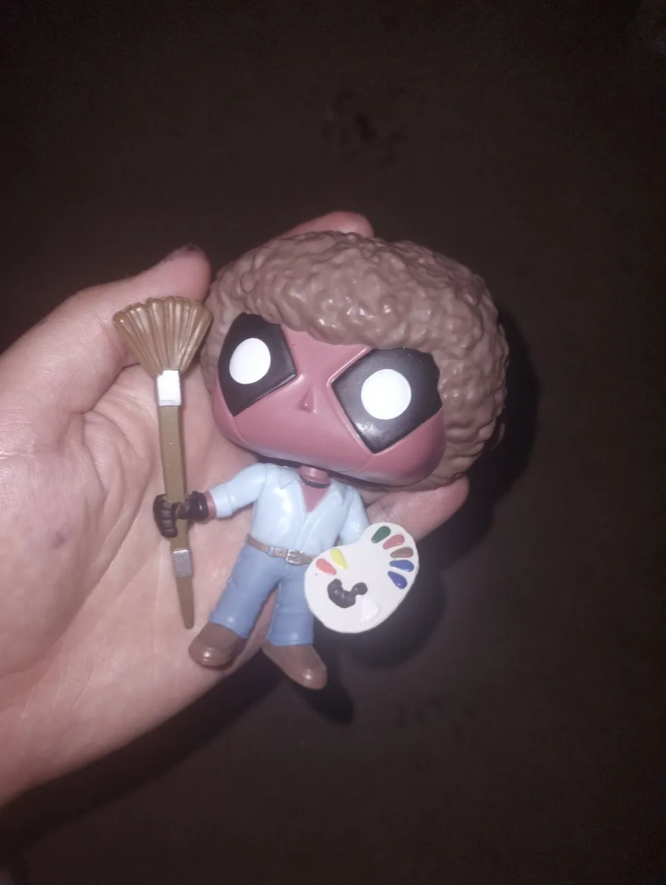 Funko Pop #319 Deadpool como Bob Ross. ORIGINAL. SEM DANOS. LOOSE/SEM CAIXA. BOBBLEHEAD.