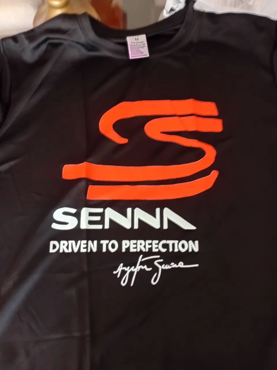 Camiseta Preta Senna Poliéster 