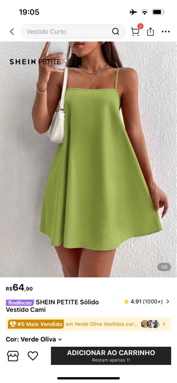 Vestido Soltinho Verde Oliva SHEIN PETITE - Foto 3