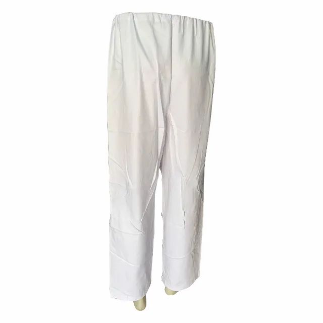 CALÇA HOSPITALAR CRETONE BRANCO SEM ELÁSTICO E SEM BOLSOS - Foto 3