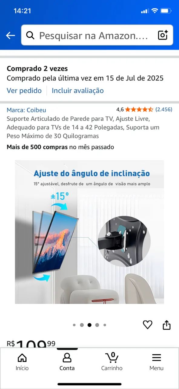 Suporte Articulado de Parede da marca Coibeu, Compatível com TVs/monitores de 14" a 42" - Foto 3