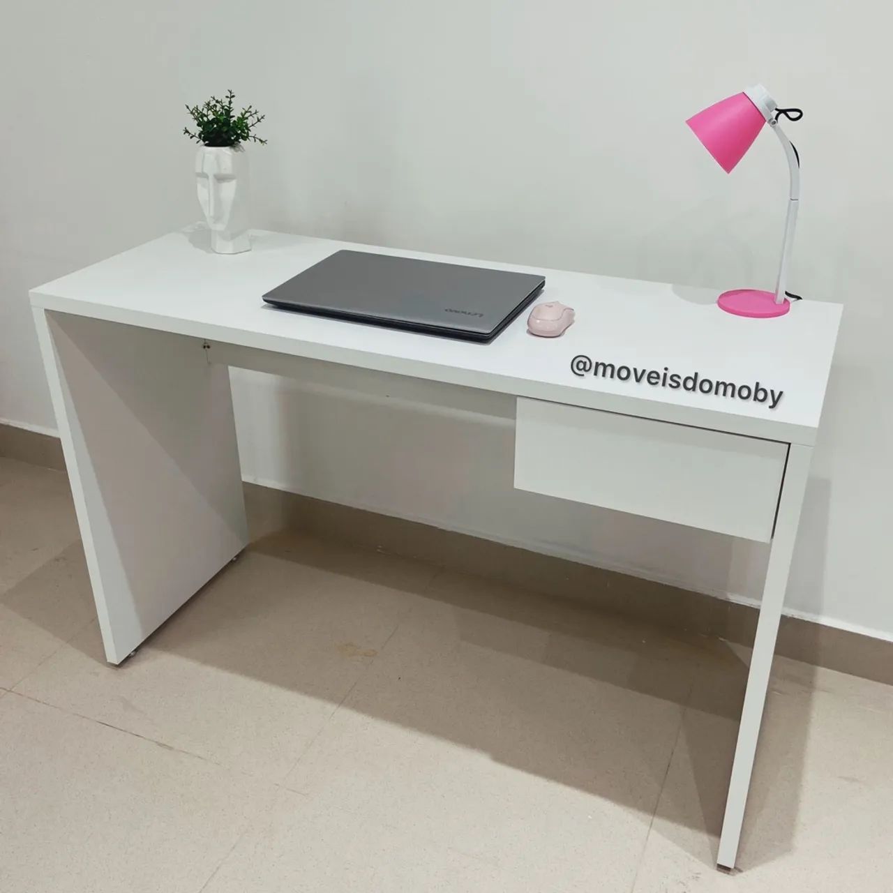 Mesa para escritorio com gaveta MDF 25mm Branca 