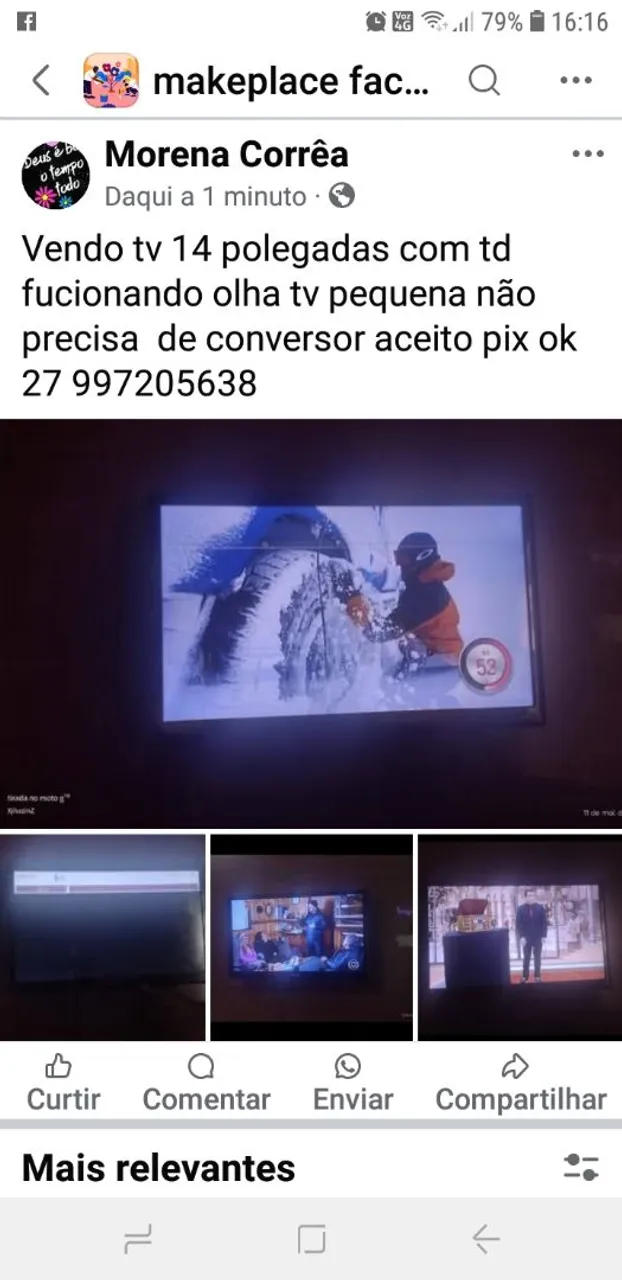 TV 14 polegadas funcionando