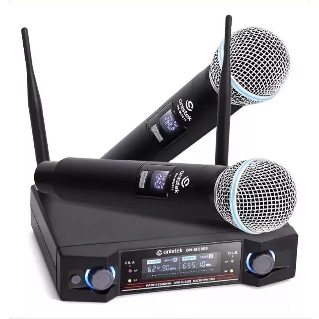 Microfone Sem Fio Duplo Uhf Hi Fi Dinamico Digital MC-809