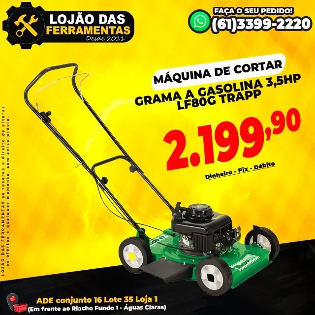 Máquina de Cortar Grama a Gasolina 3,5Hp LF80G Trapp