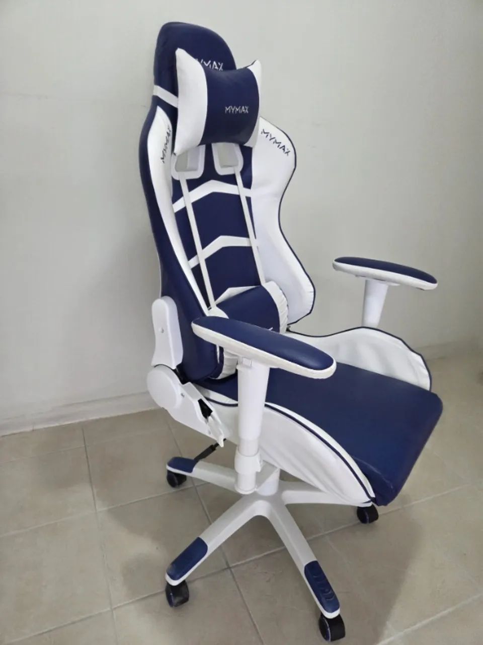 Cadeira Gamer MyMax Azul Caneta Seminova com 8 meses de uso. Veja! - Foto 2