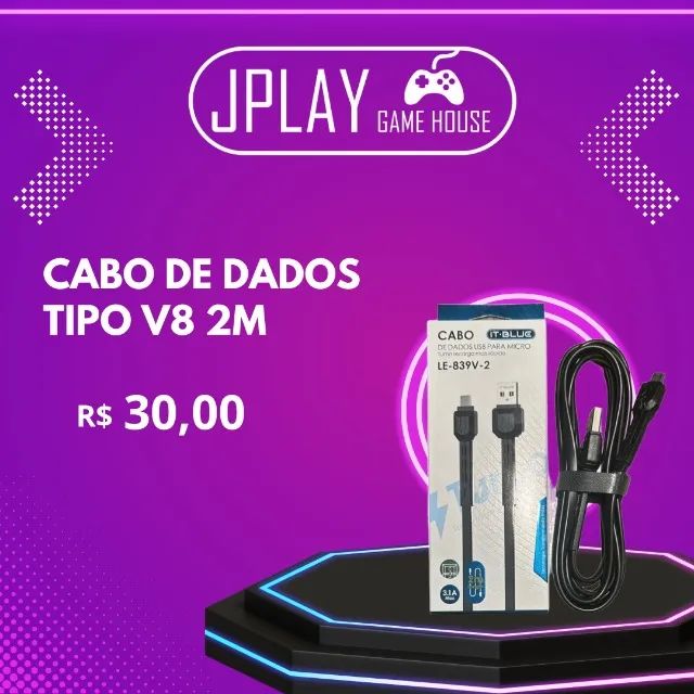 Cabo V8 para celular, micro usb com 2 metros