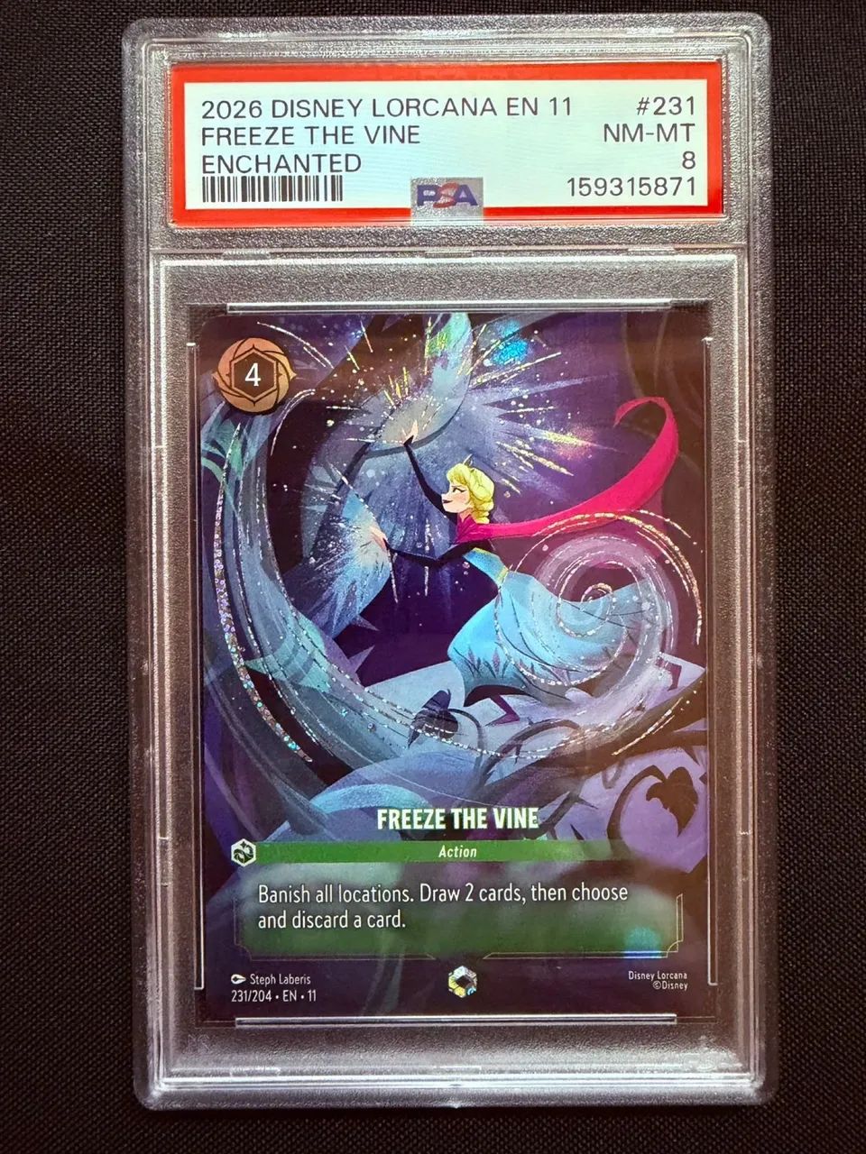 Disney Lorcana FREEZE THE VINE エルサ Frozen lorcana - Freeze the vine PSA 8 - Hobbies e coleções