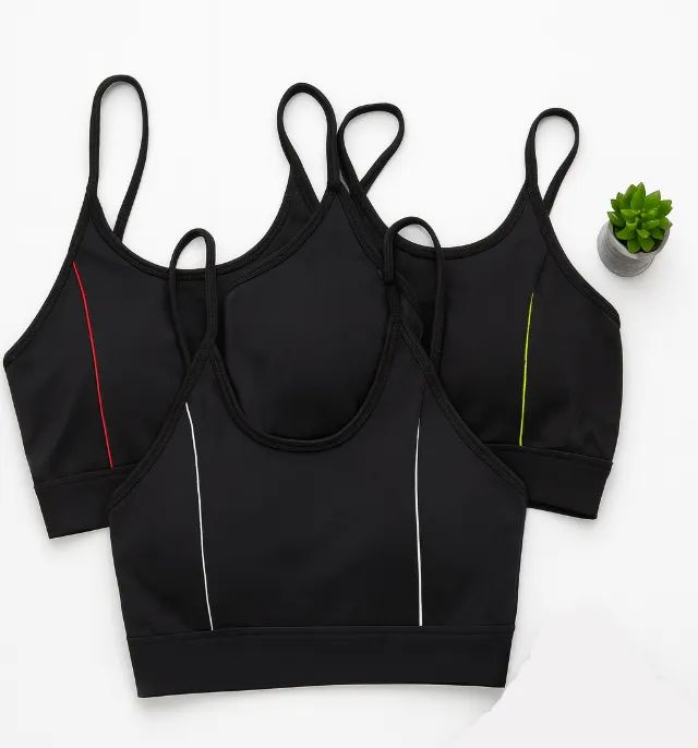 Kit 3 Tops Esportivos Com Bojo Listrados Tam M
