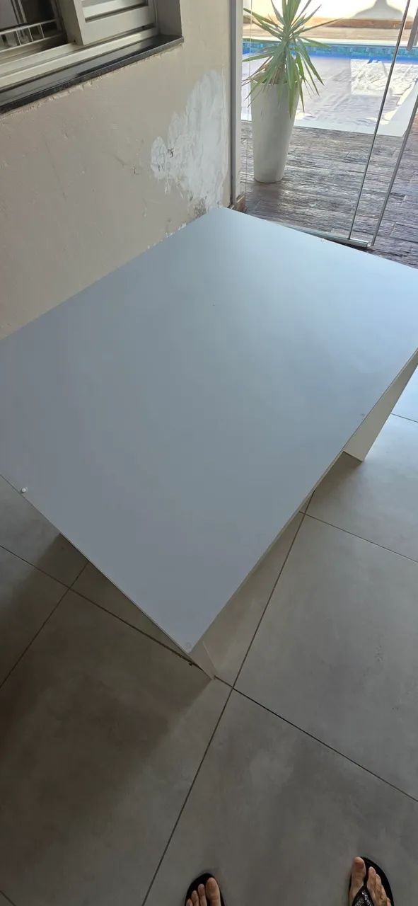Mesa escritório branca semi nova - Foto 3