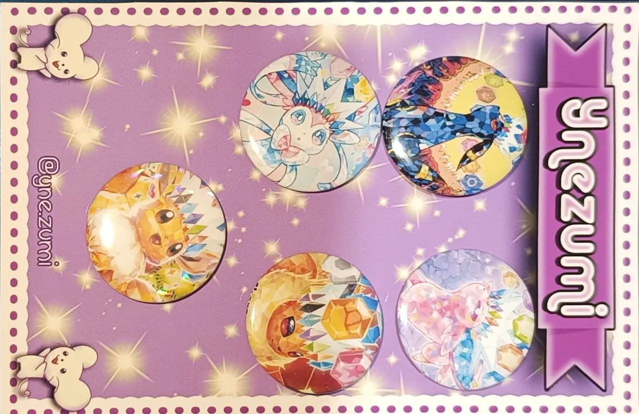 Kit 5 Botons Pokémon Eevolutions Terastal Fanart - Foto 2