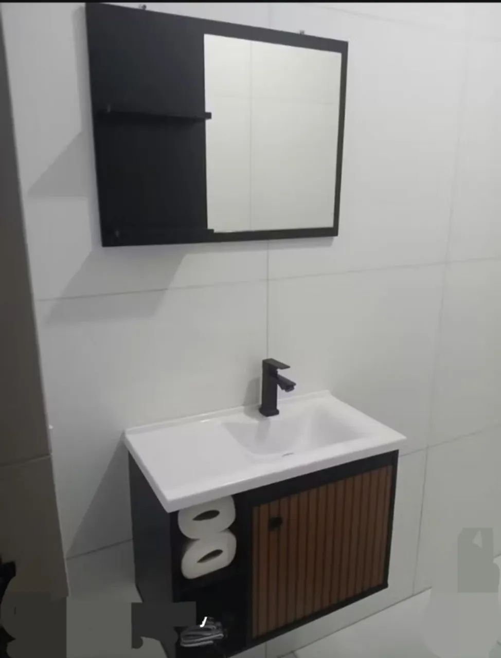 Conjunto Gabinete Balcão Banheiro Espelheira<br><br>Cuba - Foto 3