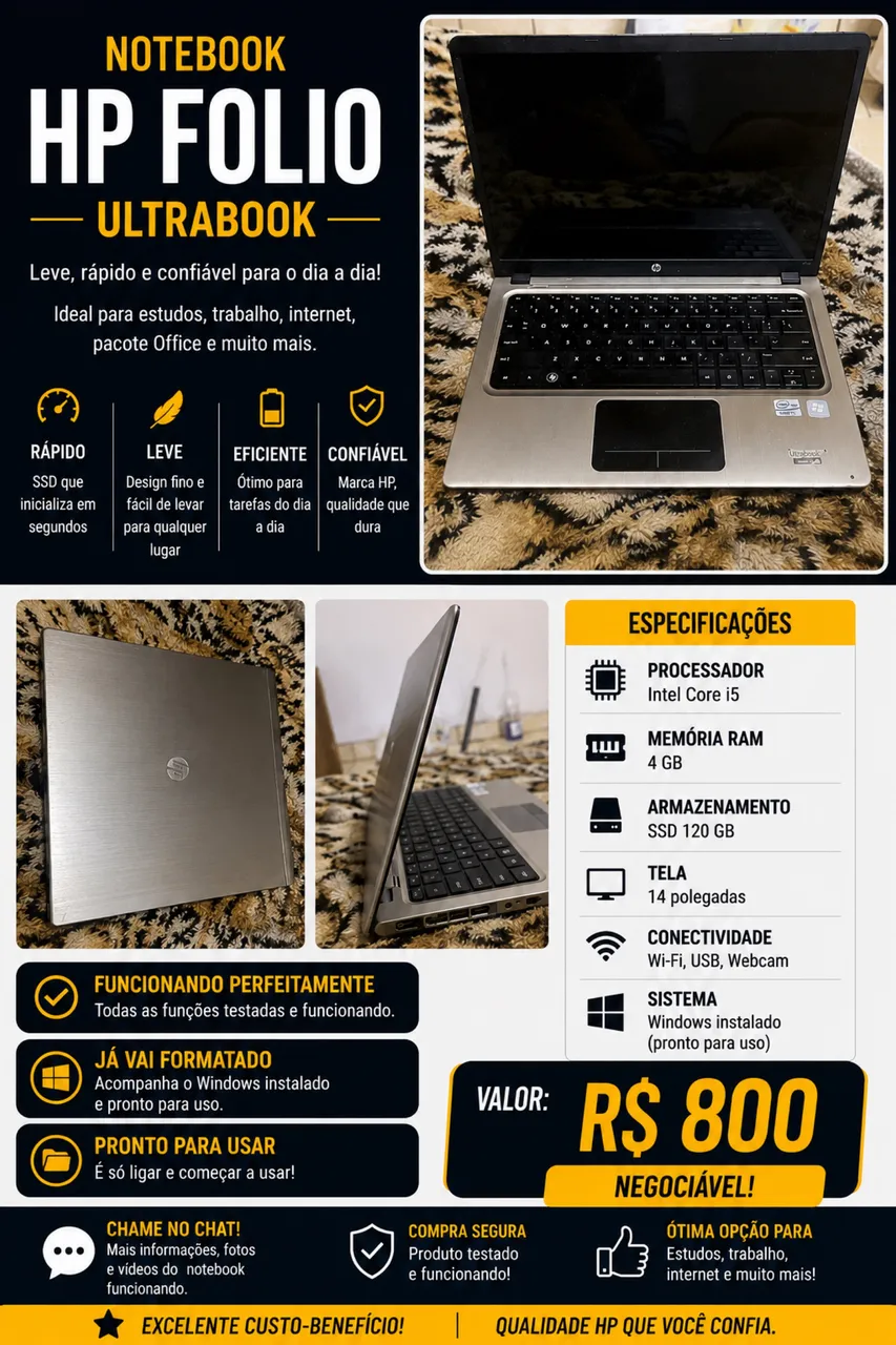 notebook hp folio