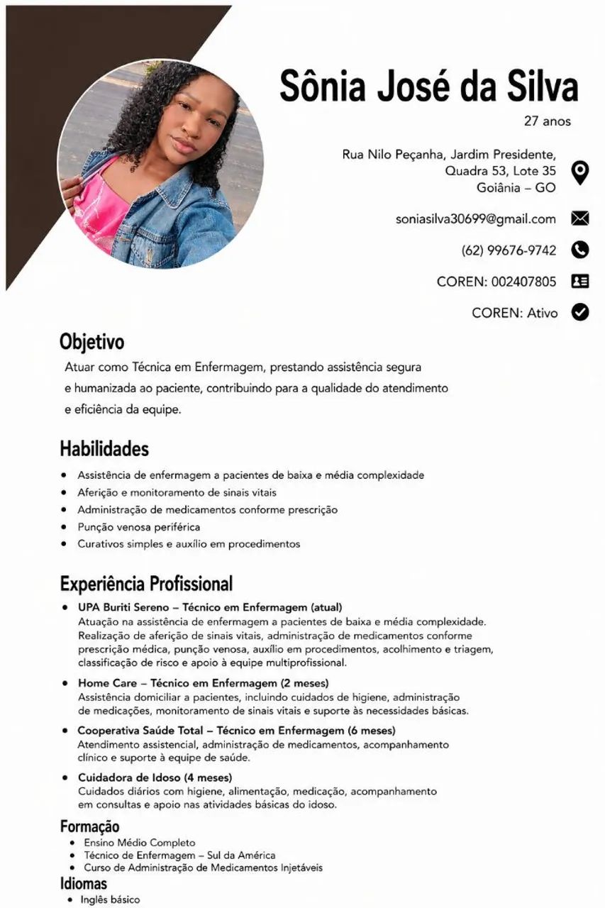 Faço diária cuidar de idosos e crianças