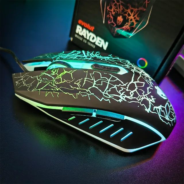 Mouse Gamer Evolut Hayden RGB 2400 DPI USB Ergonômico