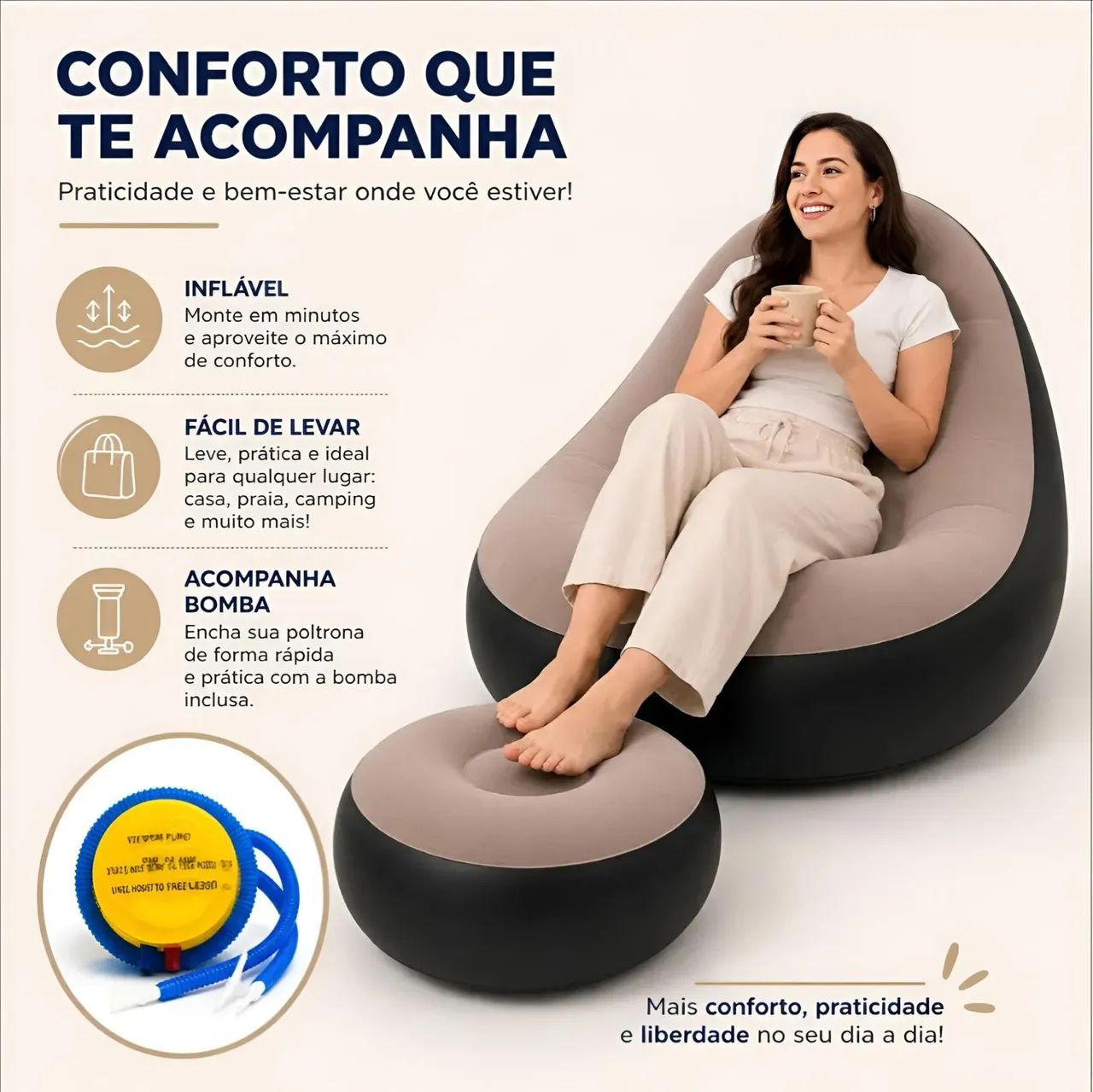 Poltrona inflável completa - confortável e portátil - Foto 3