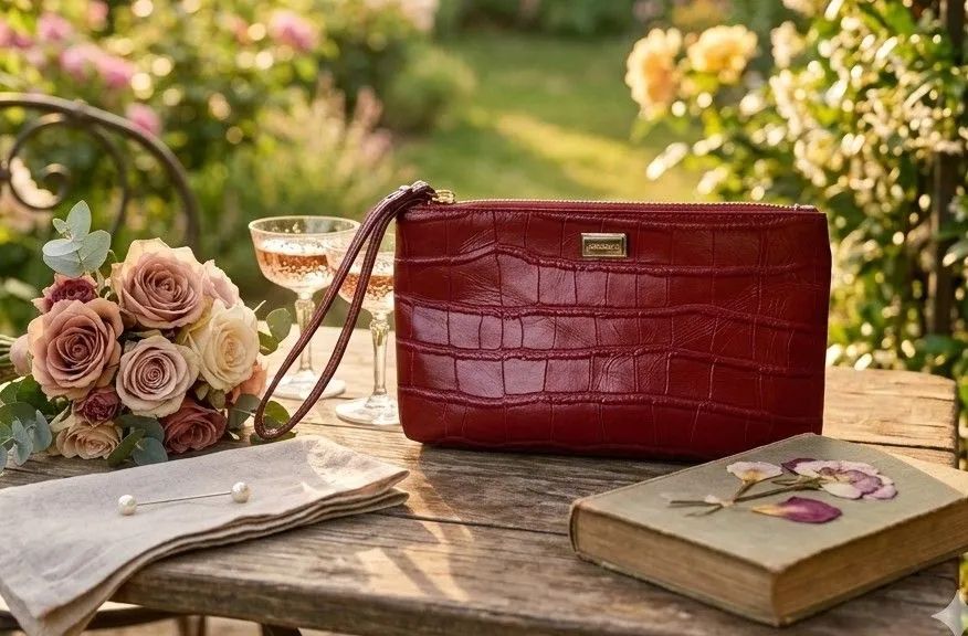 Bolsa Clutch Corello Vermelha Couro Croco Original - Elegante e Versátil