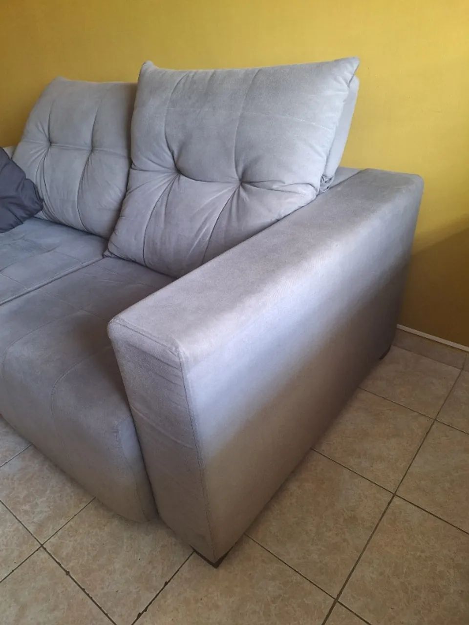 Sofá retrátil e reclinável cinza usado - Foto 4