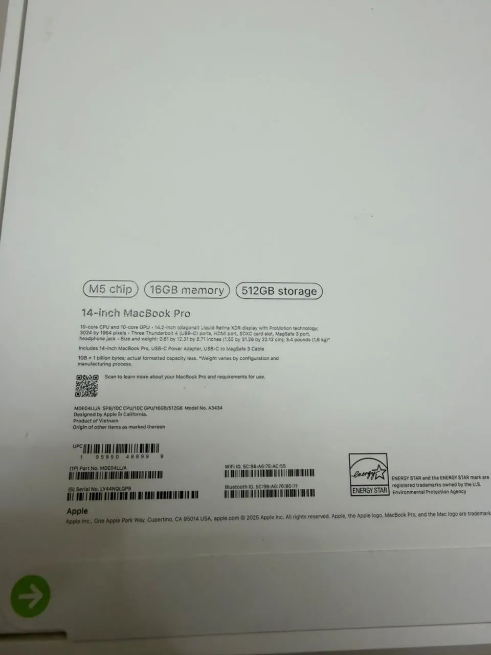 MacBook Pro M5 14 inch 16gb ram 512gb SSD  - Foto 2