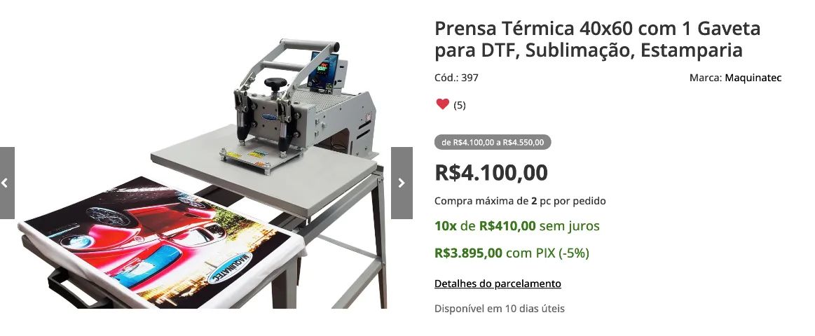 Prensa Térmica 40x60 DTF Sublibação - Foto 4