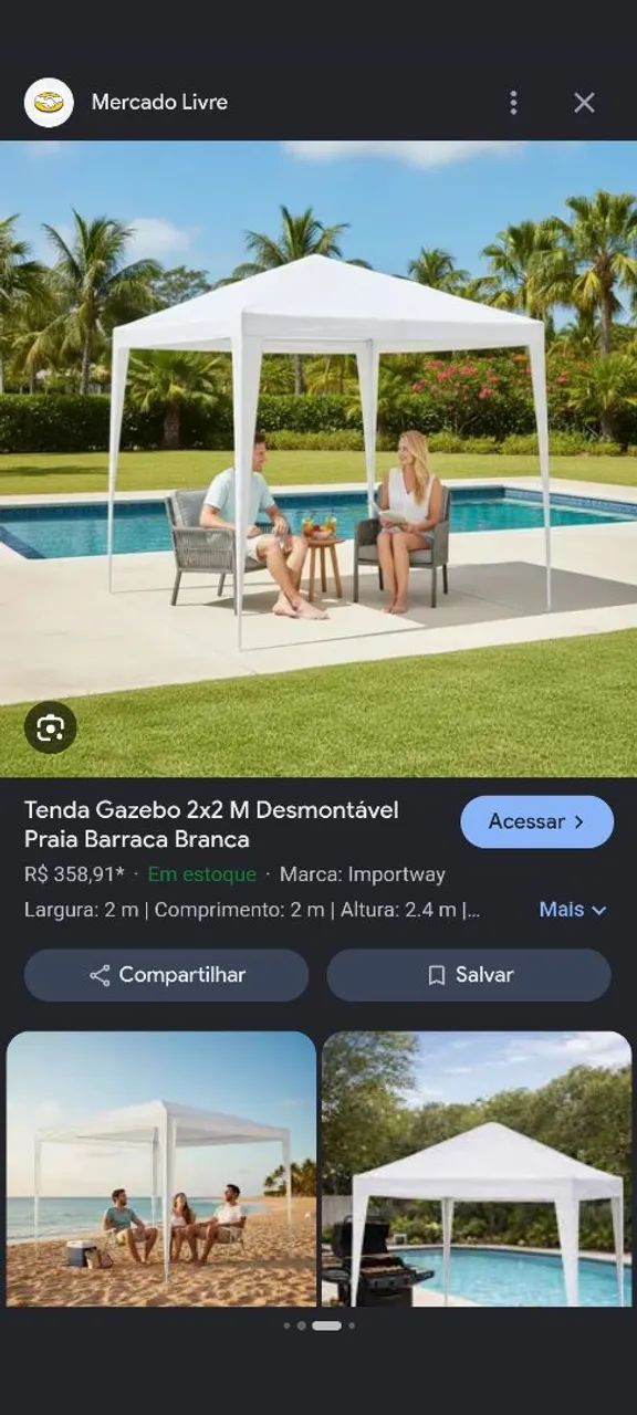 Tenda branca de montar 