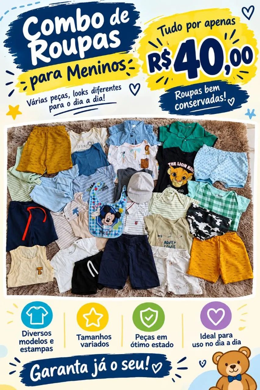 Combo de roupas para menino 