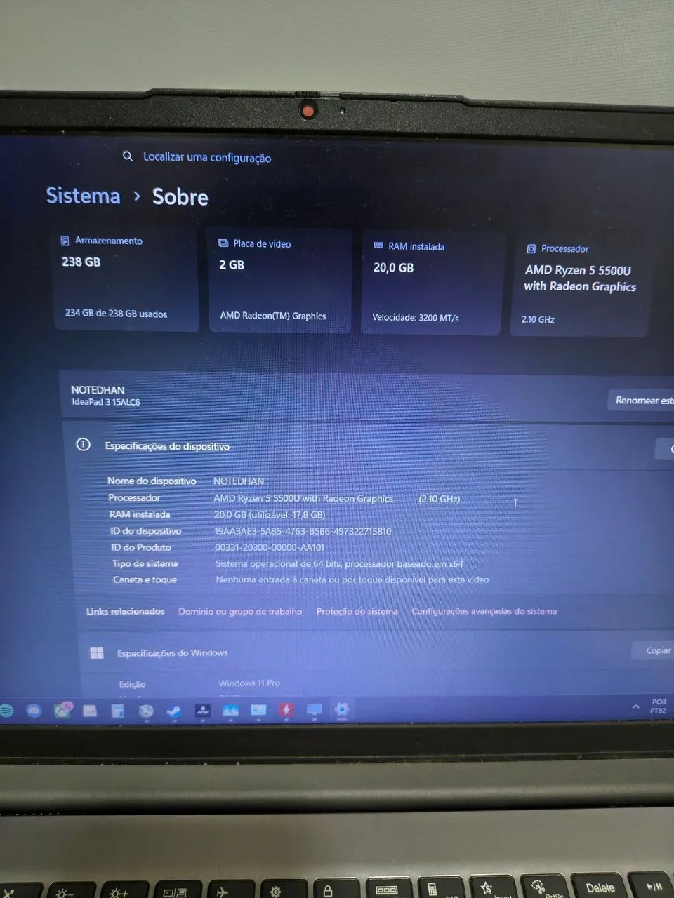 notebook ryzen 5 + 20gb ram ótimo estado - Foto 4