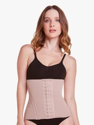 Cinta Corset Plie Modeladora Alta Compressão Com 8 Barbatanas Reforçadas