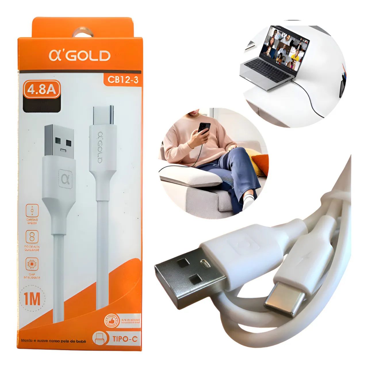 Cabo Carregador Tipo-c Usb Carregar Celular