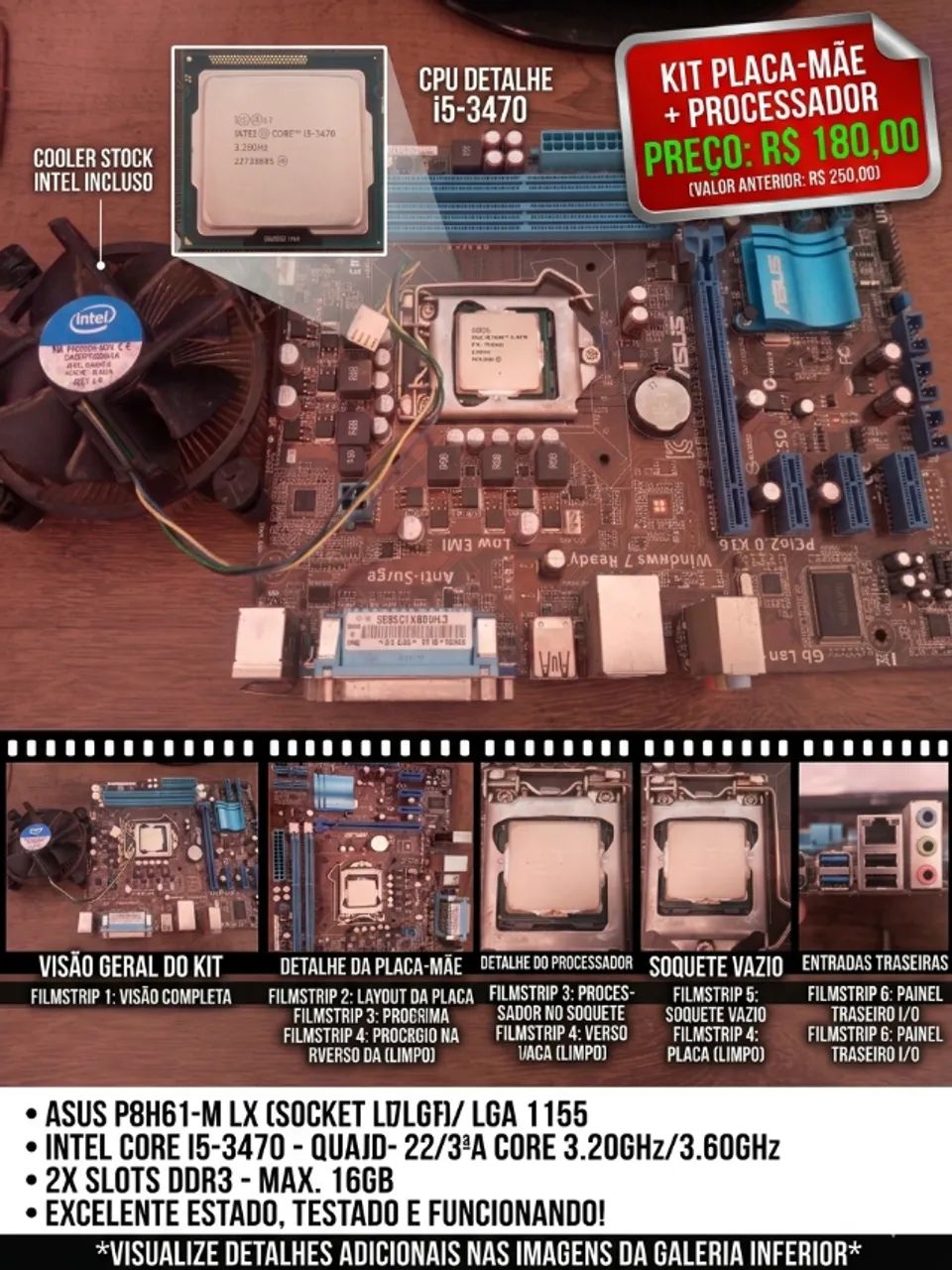Placa mãe Asus + Processador I5-3470