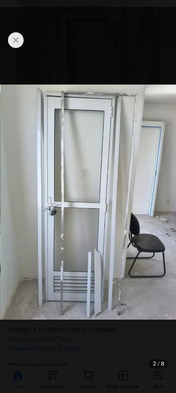 Porta alumínio  branco com vidro