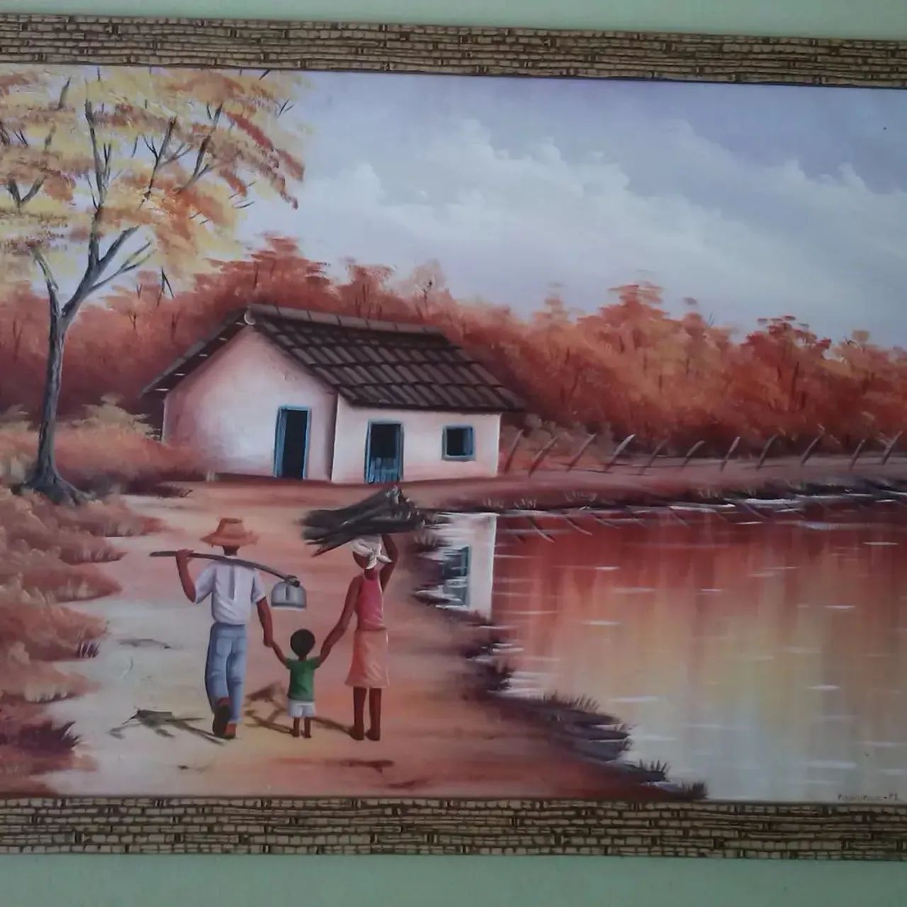 Quadros decorativos pintados há mão em tecido 
