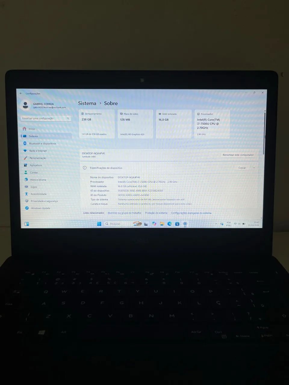 NOTEBOOK DELL LATITUDE 3480 CORE I7 7º - Foto 3