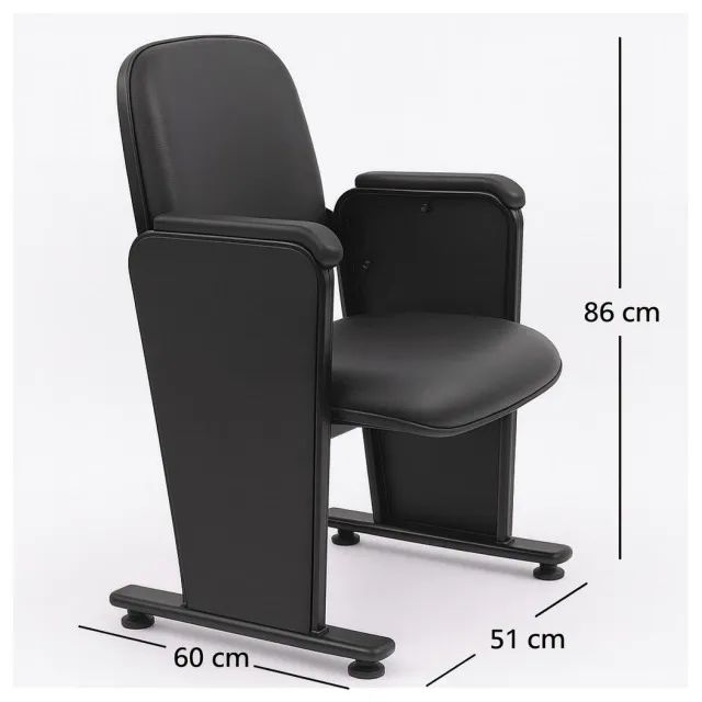 Poltrona Rebatível Para Auditório Corino Preto Design Sofisticado 38102 - Foto 4